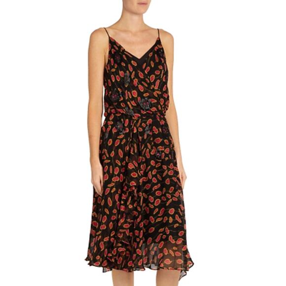 Diane von Furstenberg Silk Beaded Midi Dress – Size 8 – Black Multicolor - Picture 4 of 11